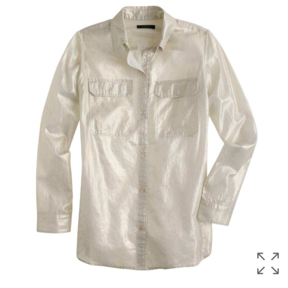 NWT J.Crew Metallic Gold Lame button-down shirt