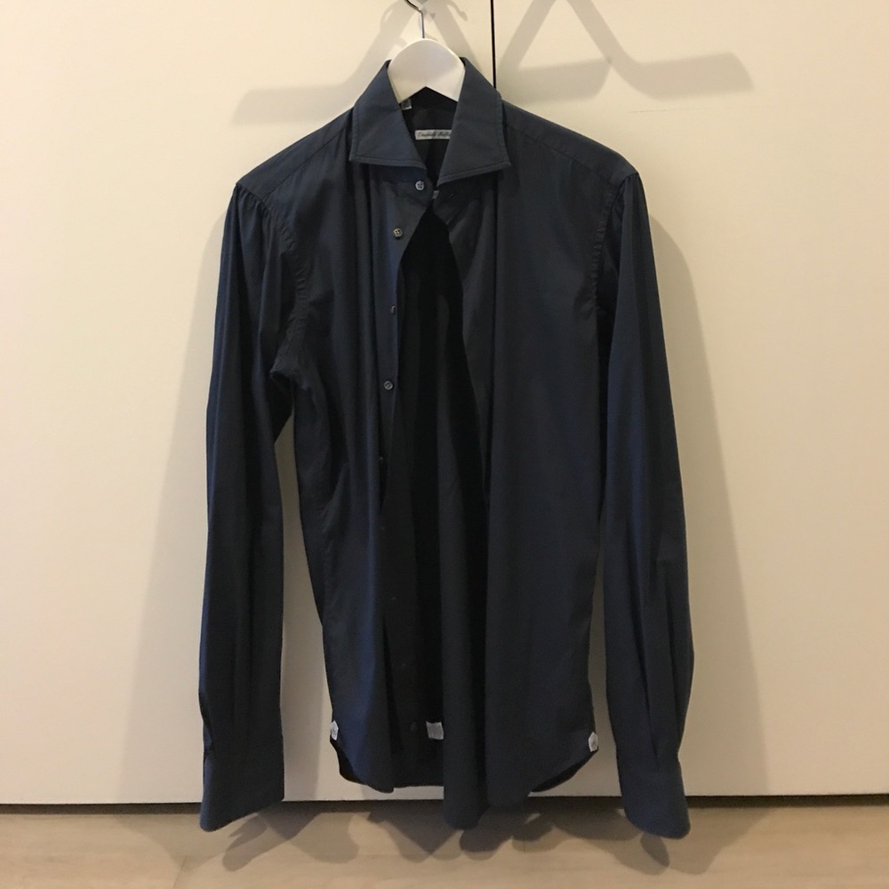 Navy blue dress shirt from Italy