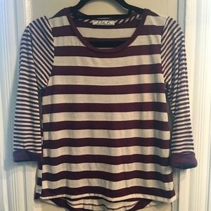 MAROON AND WHITE STRIPED SHIRT