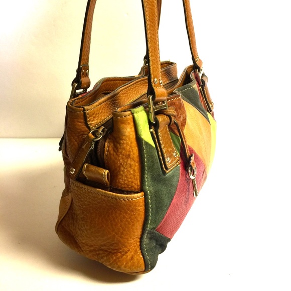 29 Fossil Blackburn Patchwork Leather Satchel Bag - Picture 3 of 8