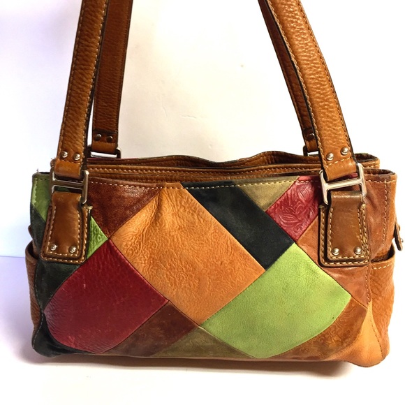 29 Fossil Blackburn Patchwork Leather Satchel Bag - Picture 4 of 8