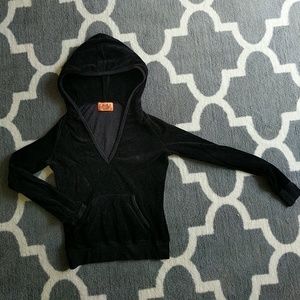 Juicy Couture black velour vneck hoodie