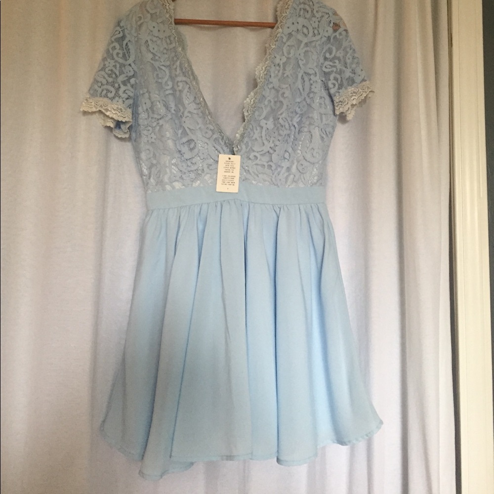 MissGuided - lace skater dress, plunge neck