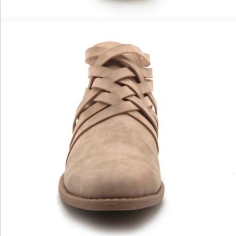 Last One! Strapy Taupe Low Heel Ankle Booties - Picture 7 of 7