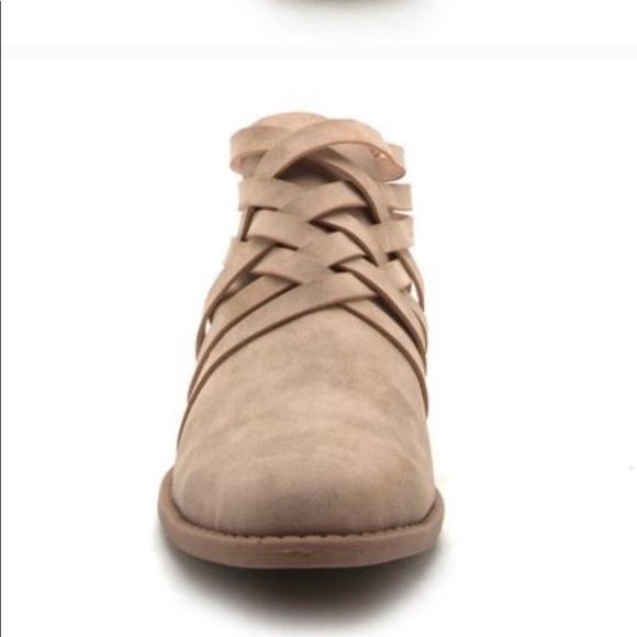 Last One! Strapy Taupe Low Heel Ankle Booties - Picture 7 of 7