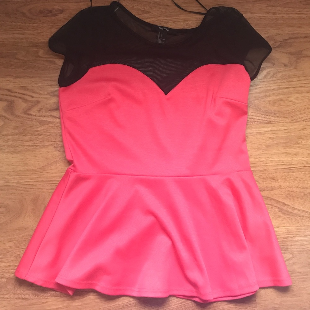 Cute Peplum with black sheer neck