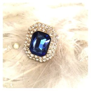 Blue Gem Bling Cocktail Ring Sz. 6-7
