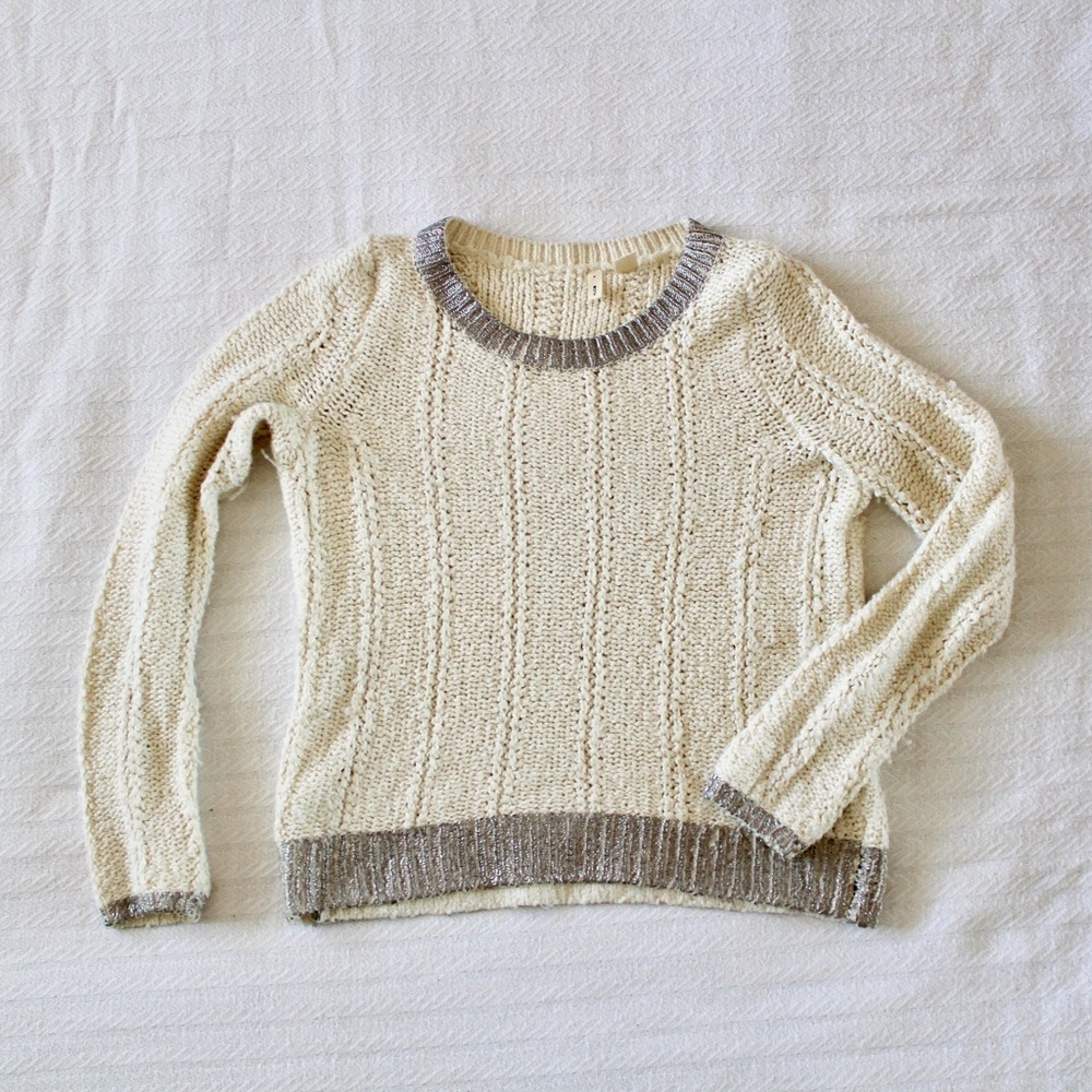 Anthropologie Moth metallic silver sweater