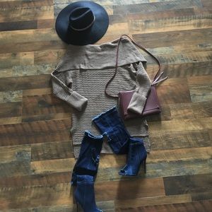 NWB Denim thigh high boots