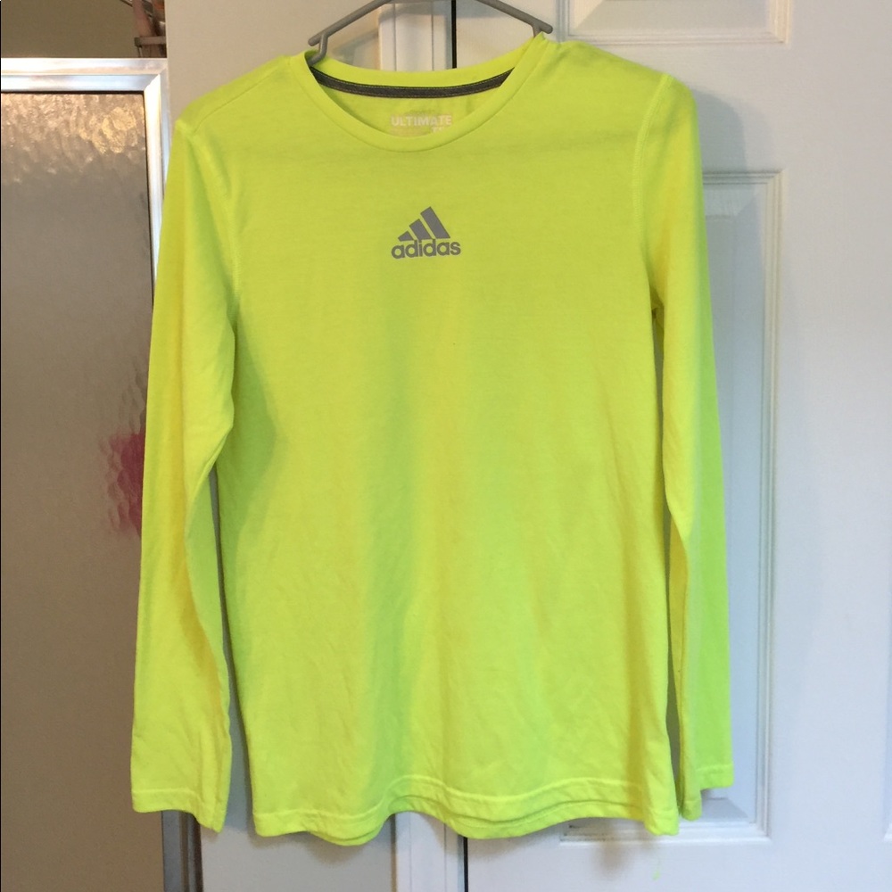 Adidas Youth Long Sleeve T. 14/16. Neon Yellow.