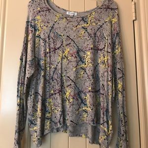 Splatter paint print sweater