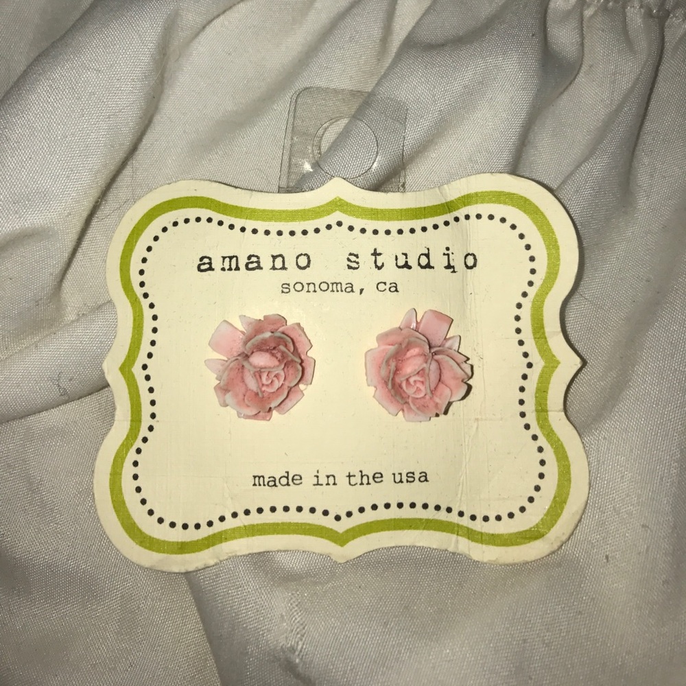 Never worn light pink flower earring studs