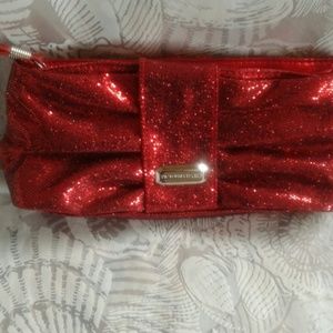 Red sparkle travel ruffle wristlet