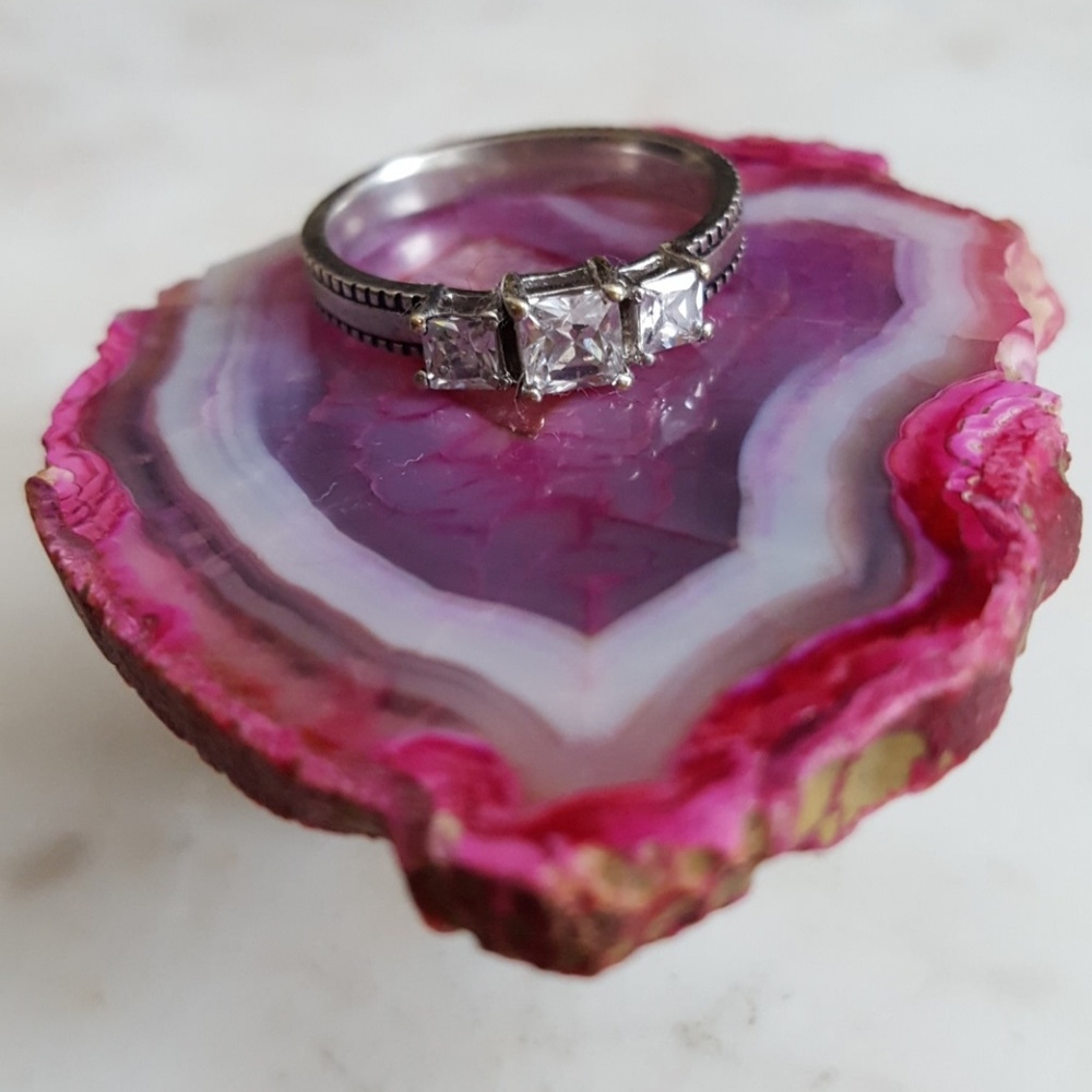 Silver rhinestone ring