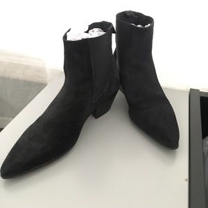 ASOS Chelsea Boots in Black Suede w/ Stacked Heel