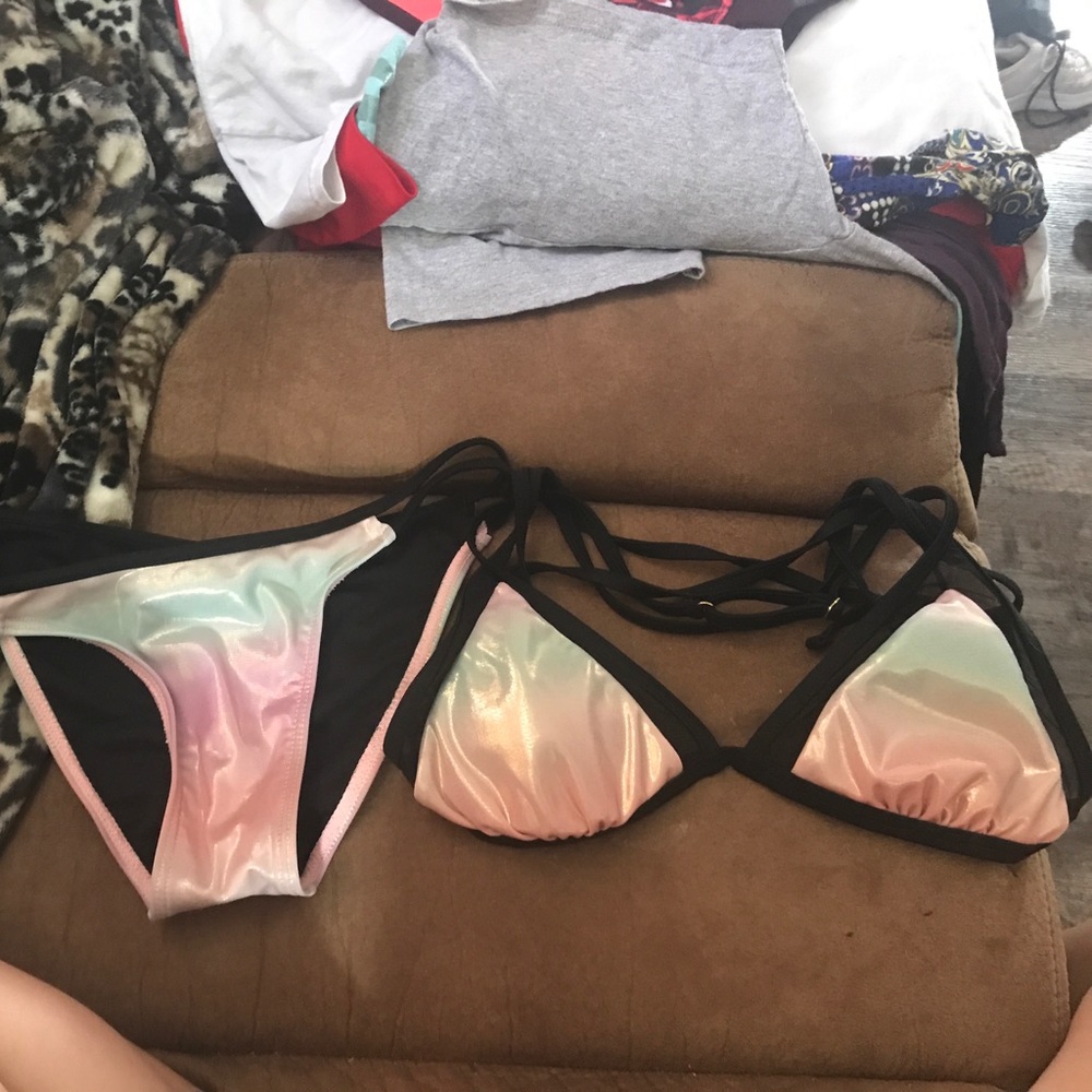 This sparkly multi colored swim suit