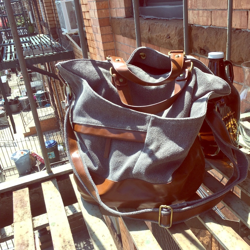 Leather and canvas bag