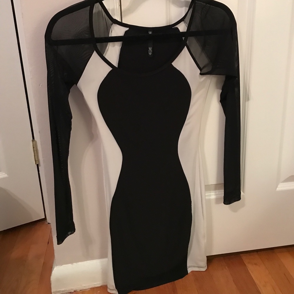 White and black mini dress