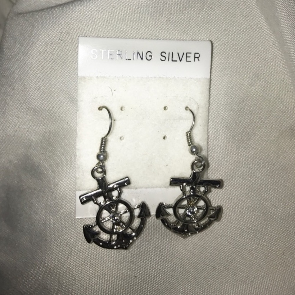 Never worn silver anchor earrings