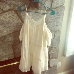 Off white. Straps w off shoulder sleeves