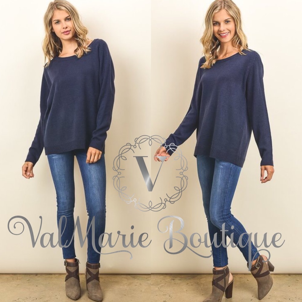 Navy Back Detailing Sweater - Picture 3 of 3