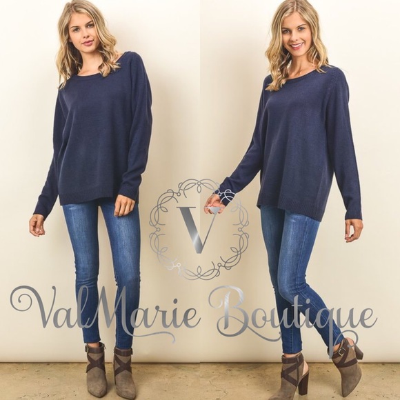 Navy Back Detailing Sweater - Picture 3 of 3