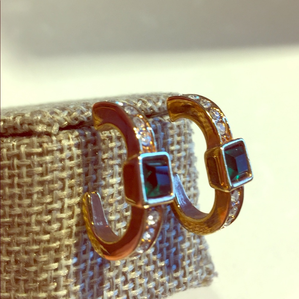 Gold Half Hoop Statement Earrings