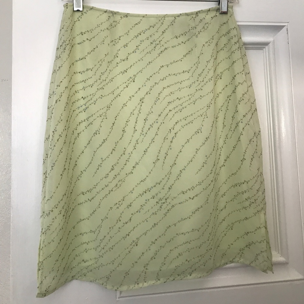 Express light green patterned chiffon sheer skirt