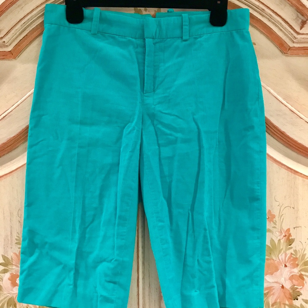 Ralph Lauren Blue Label Corduroy Bermuda Shorts Size 2 Turquoise