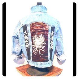 Boho Festival Hippy Vintage Fabric Jean Jacket