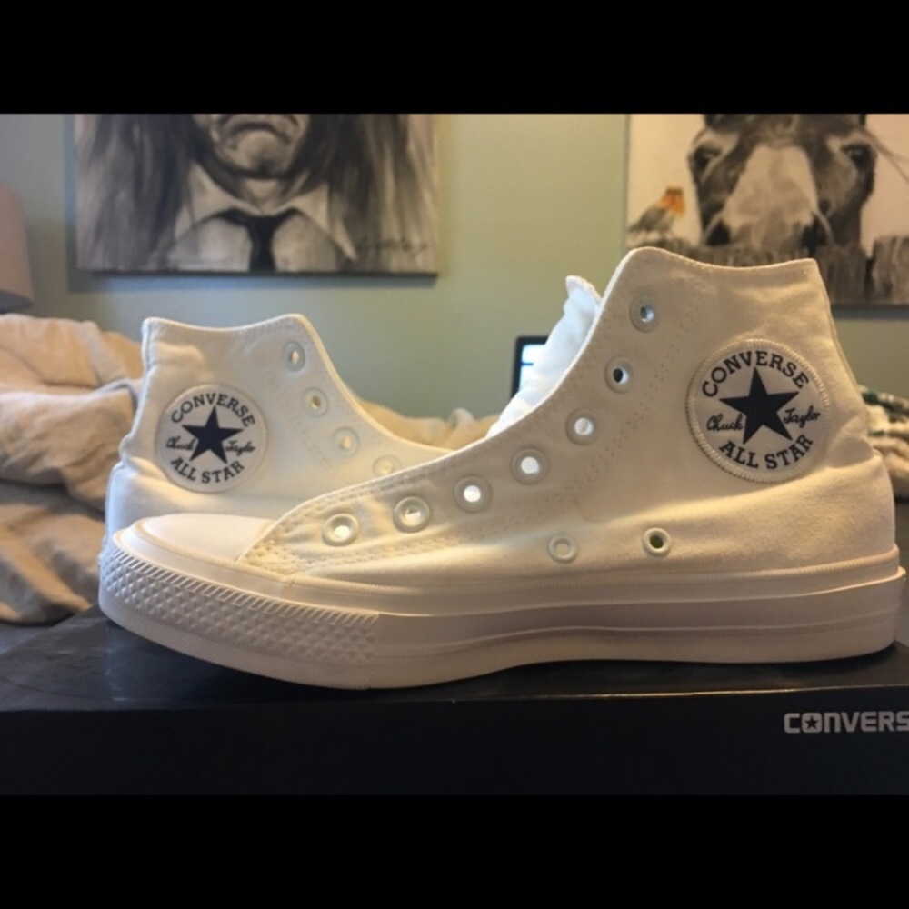 High top all white converse