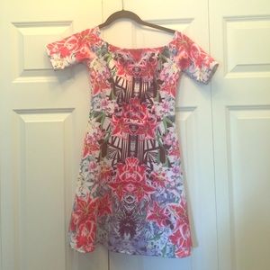 Aqua floral off the shoulder dress size small