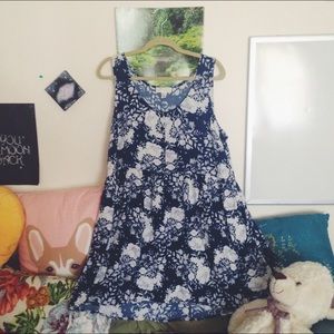F21+ Royal Blue and White Floral Dress