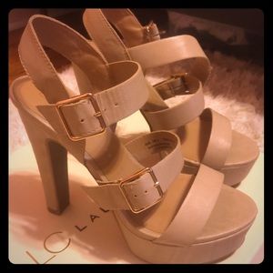 LC Lauren Conrad nude high heel sandals