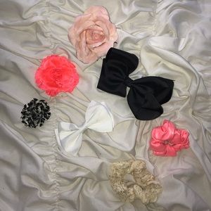 Hair bows, flowers, and scrunchies