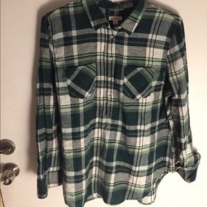 Green Plaid Flannel Shirt