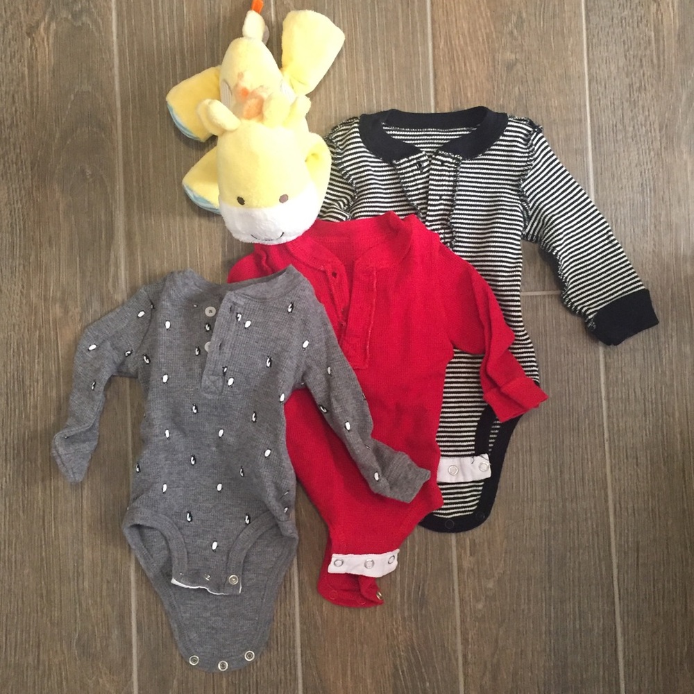 6 MONTH Carters Long Sleeve Waffle Onesies