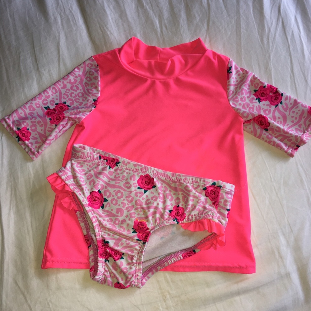 Neon pink rashguard set