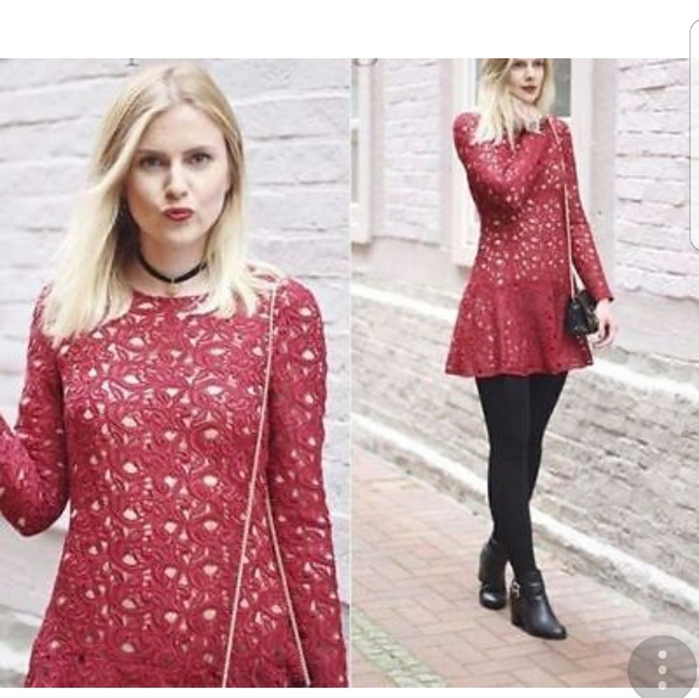 Zara red lace dress
