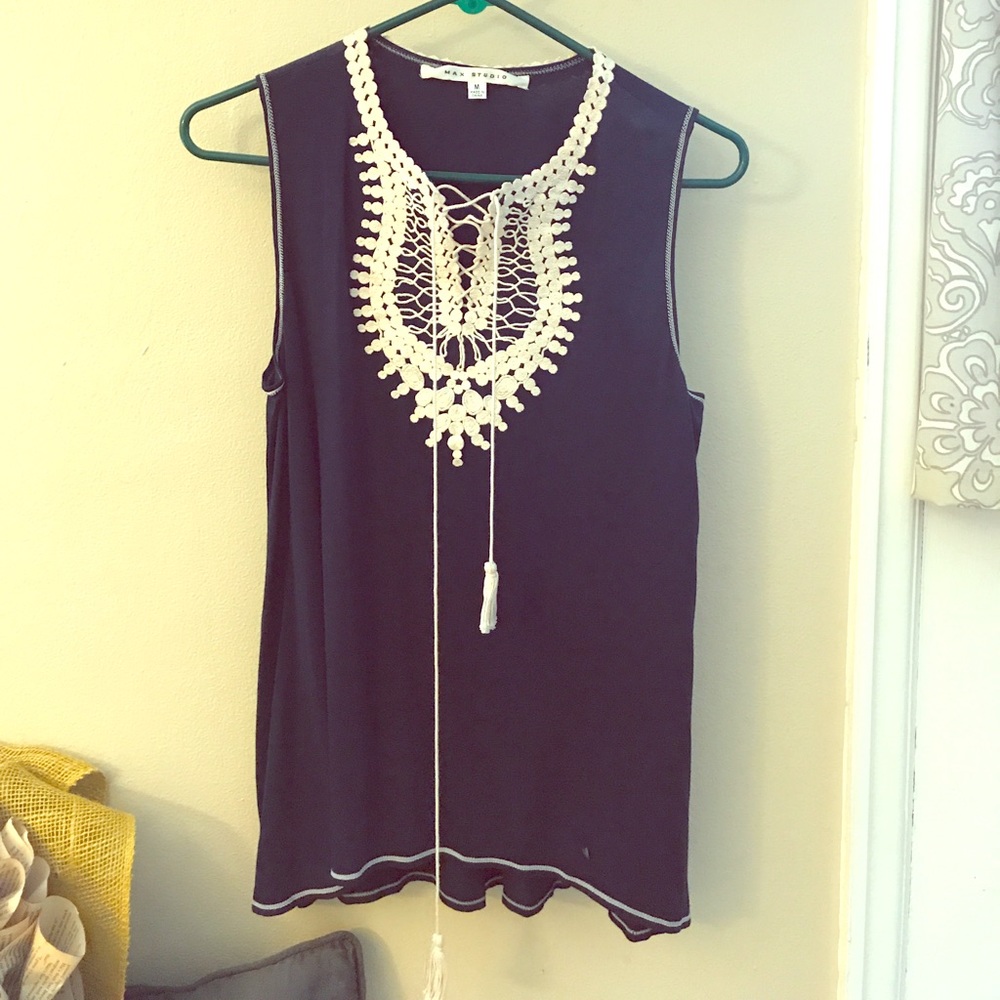 Dressy blouse tank in navy