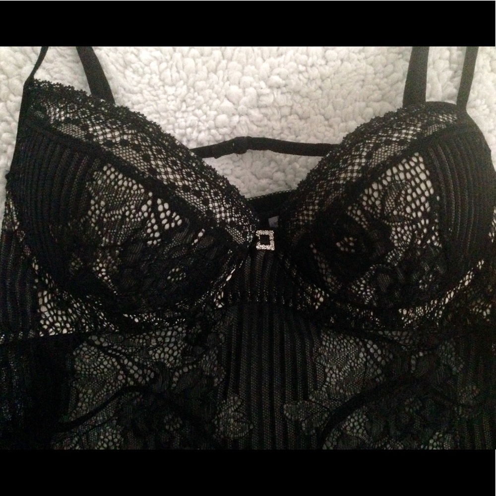 New strappy lacy black teddy.