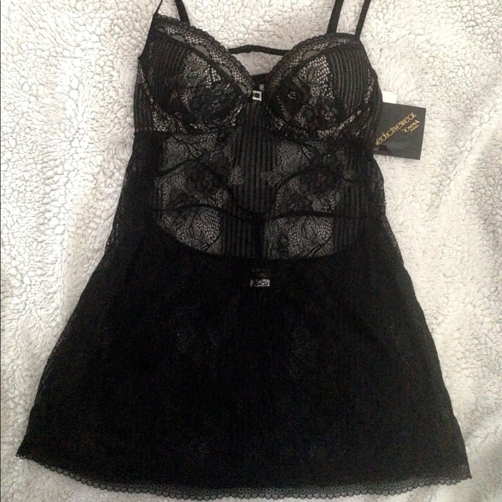 New strappy lacey black teddy.