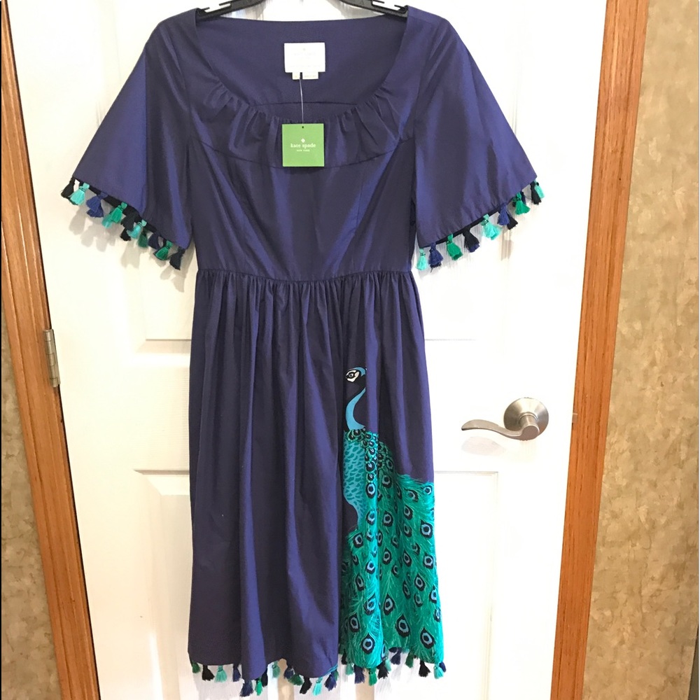 Kate Spade Peacock Plume Poplin Dress