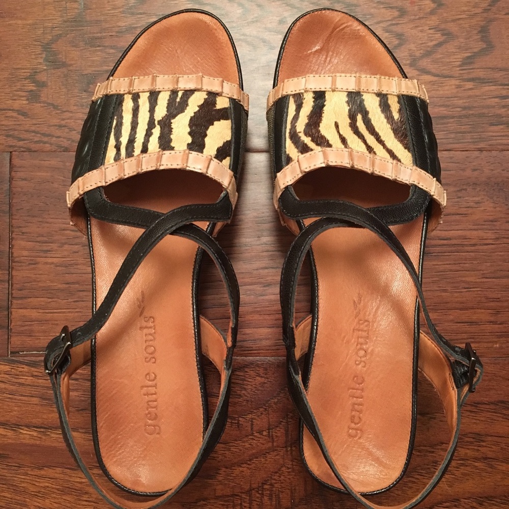 Gentle Souls Animal Print Platform Sandals