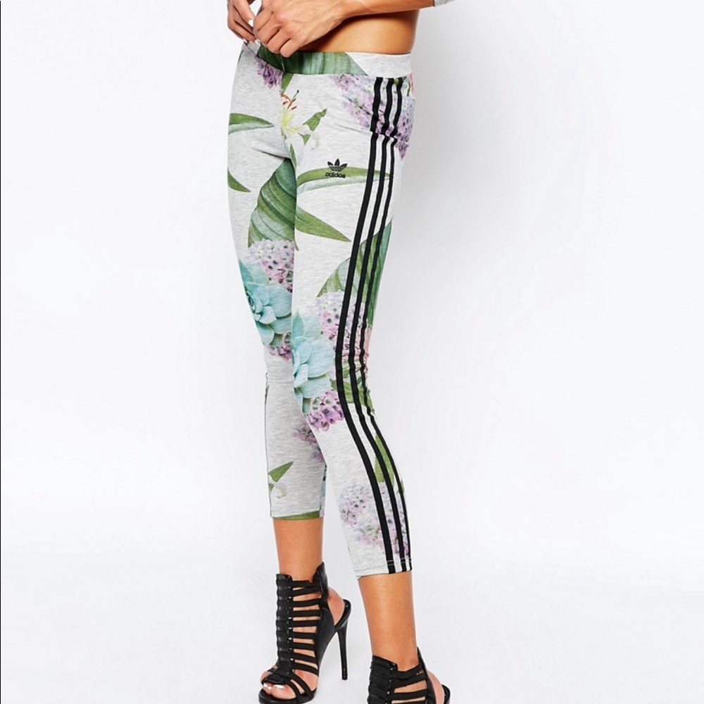 Adidas 3 stripe floral legging