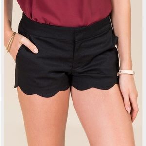 Francesca's Scalloped Black Shorts