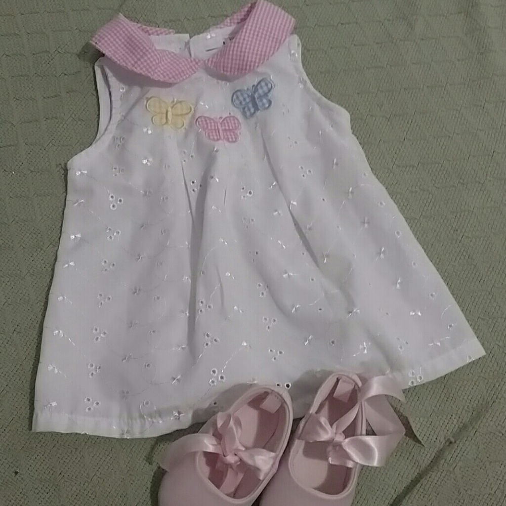 White eyelet baby girl dress