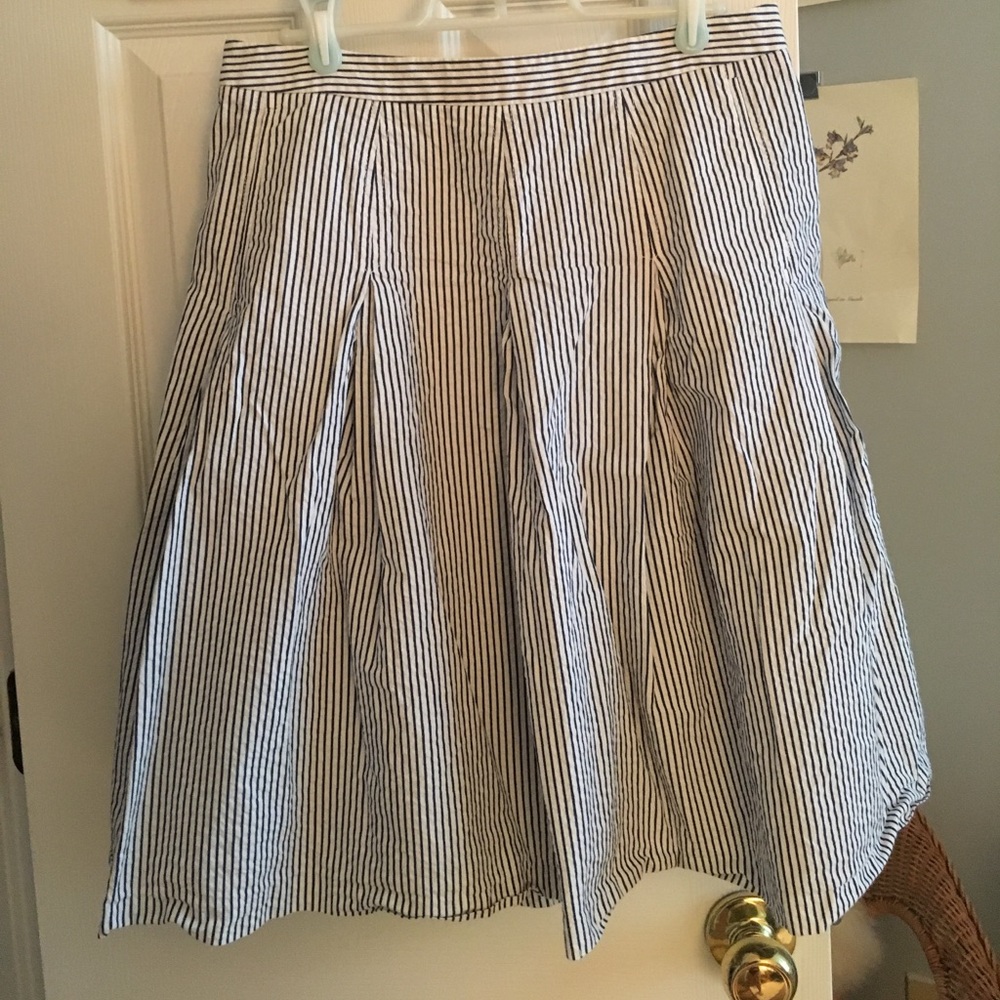 J Crew seersucker pleated midi skirt