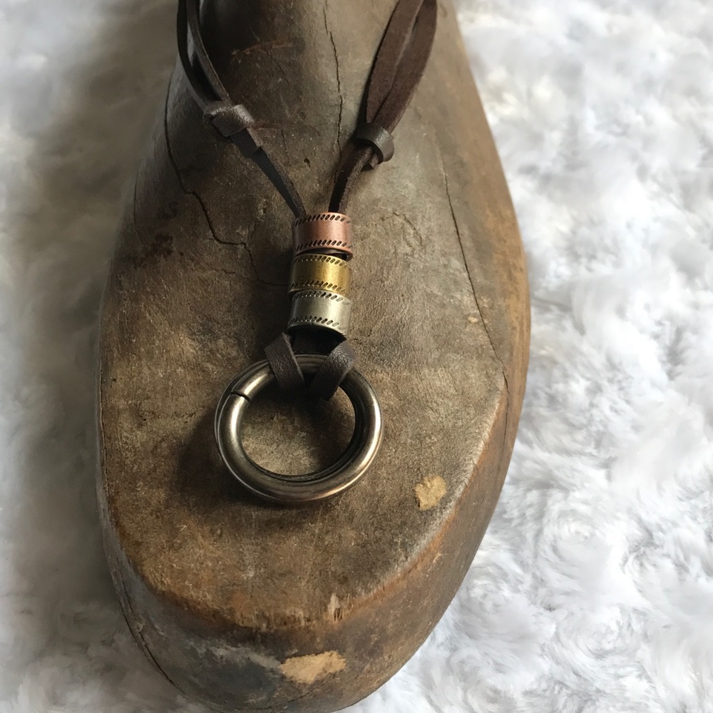 🆕New| MENS RETRO DOUBLE RING CORD NECKLACE - Picture 3 of 5