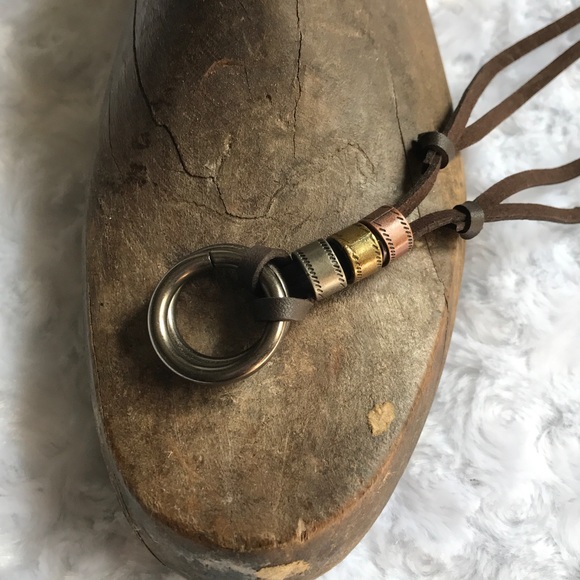 πNew| MENS RETRO DOUBLE RING CORD NECKLACE - Picture 2 of 5